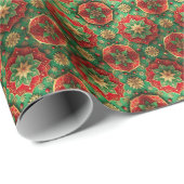 Red Green Decorative Holiday Wrapping Paper Geschenkpapier (Rolleneckpunkt)