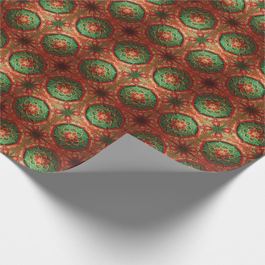 Red Green Decorative Holiday Wrapping Paper Geschenkpapier (Ecke)
