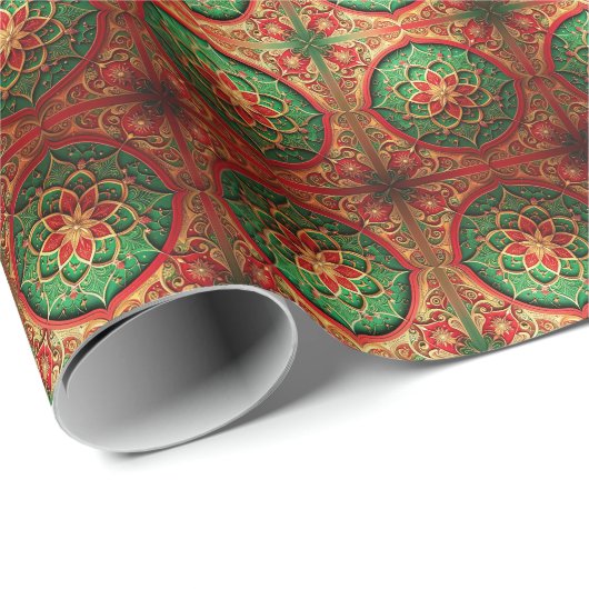 Red Green Decorative Holiday Wrapping Paper Geschenkpapier (Rolleneckpunkt)