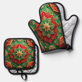 Red Green Decorative Ofenhandschuh & Topflappen-Set