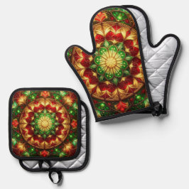 Red Green Decorative Ofenhandschuh & Topflappen-Set