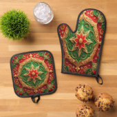 Red Green Decorative Ofenhandschuh & Topflappen-Set (Oben Unten)