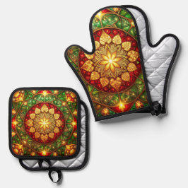 Red Green Decorative Ofenhandschuh & Topflappen-Set