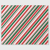 Red Green Diagonal Candy Stripes Geschenkpapier (Flach)