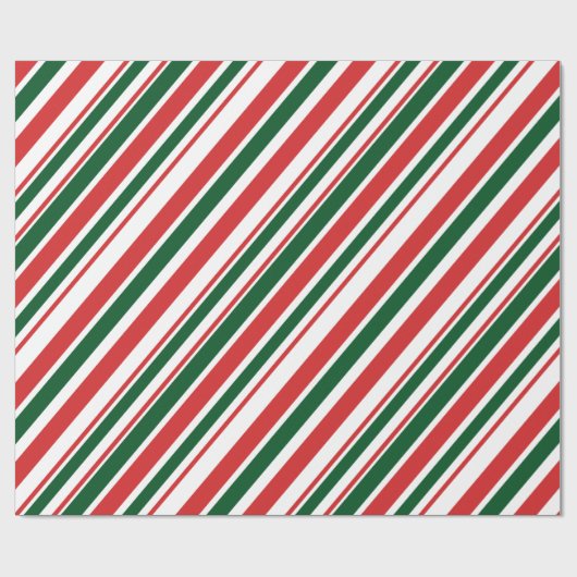 Red Green Diagonal Candy Stripes Geschenkpapier (Flach)