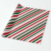 Red Green Diagonal Candy Stripes Geschenkpapier (Ungerollt)