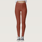 Red Green Diagonal Plaid Circular Distortion Leggings (Vorderseite)