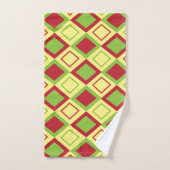 Red Green Diamond Geometric Badhandtuch Set (Handtuch)
