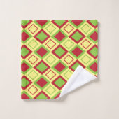 Red Green Diamond Geometric Badhandtuch Set (Waschlappen)