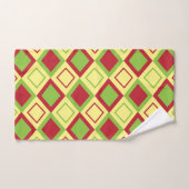 Red Green Diamond Geometric Badhandtuch Set (Handtuch)