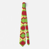 Red Green Diamond Geometric Krawatte (Vorderseite)