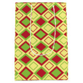 Red Green Diamond Geometric Mittlere Geschenktüte (Rückseite)