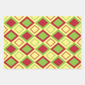 Red Green Diamond Geometric Muster Geschenkpapier Set (Vorderseite)