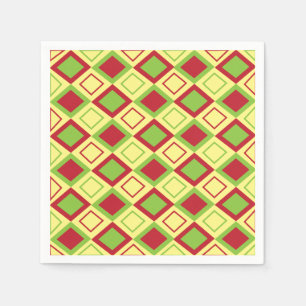 Red Green Diamond Geometric Party Serviette