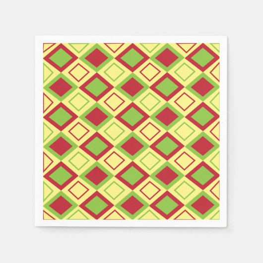 Red Green Diamond Geometric Party Serviette (Vorderseite)