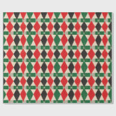 Red & Green Diamond Harlequin Muster Geschenkpapier (Flach)