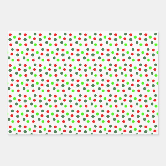 Red Green Dots Weihnachten Geschenkpapier Set (Vorderseite)