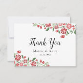 Red Green Elegant Floral Wedding Couple Dankeskarte (Vorderseite)