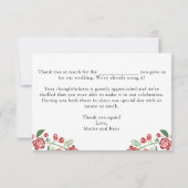 Red Green Elegant Floral Wedding Couple Dankeskarte (Rückseite)