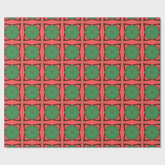 Red Green Ethnic Muster Geschenkpapier (Flach)