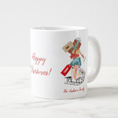 Red Green Family Winter Sleigh Moderne Weihnachten Jumbo-Tasse (Vorderseite Rechts)