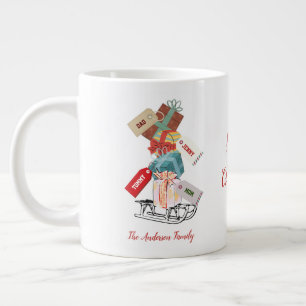 Red Green Family Winter Sleigh Moderne Weihnachten Jumbo-Tasse