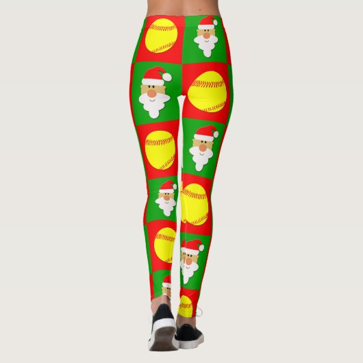 Red & Green Fastpey Softballs & Weihnachten Leggings (Rückseite)