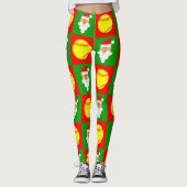 Red & Green Fastpey Softballs & Weihnachten Leggings (Vorderseite)