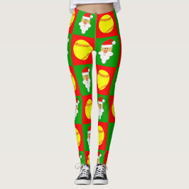 Red & Green Fastpey Softballs & Weihnachten Leggings