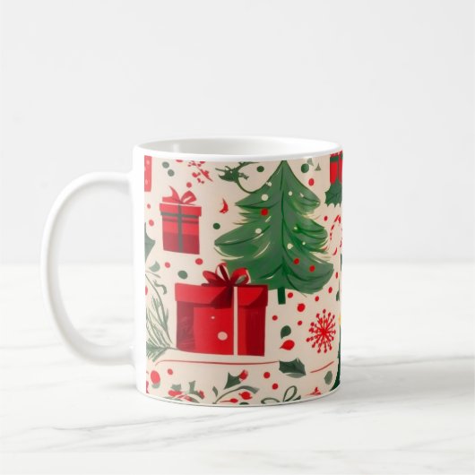 Red Green Festive Christmas Pattern Coffee Mug Kaffeetasse (Links)