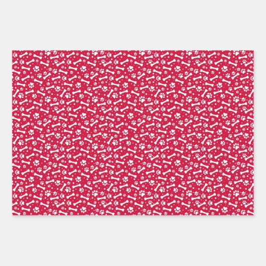 Red Green Festive Paw Print Patches Geschenkpapier Set (Vorderseite)