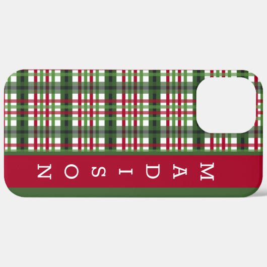 Red Green Festive Tartan Muster Personalisierter N Case-Mate iPhone Hülle (Rückseite / Rechts)