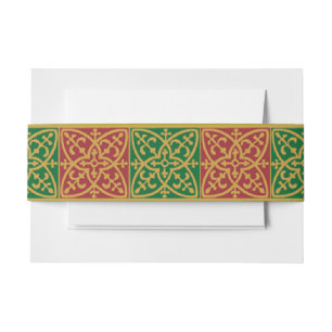 Red Green Fleur des Lis Holiday Pattern Einladungsbanderole