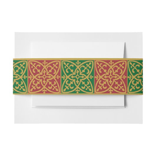 Red Green Fleur des Lis Holiday Pattern Einladungsbanderole (Vorderseite Beispiel)