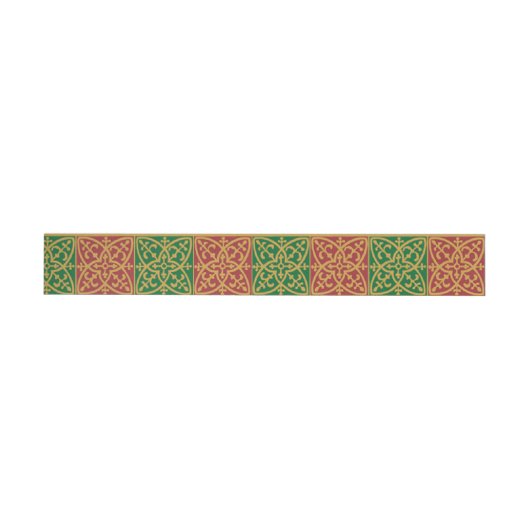 Red Green Fleur des Lis Holiday Pattern Rundum-Adressaufkleber (Person)