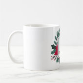 Red Green Floral Elegante Monogram Name Christmas Kaffeetasse (Links)
