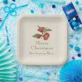 Red Green Floral Holiday individuell anpassbar Pappteller (Party)