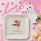 Red Green Floral Holiday individuell anpassbar Pappteller (Party)