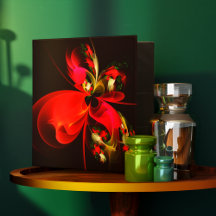 Red Green Floral Modern Abstrakt Art Pattern #02