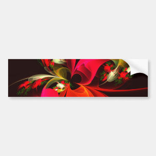 Red Green Floral Modern Abstrakt Art Pattern #02 Autoaufkleber