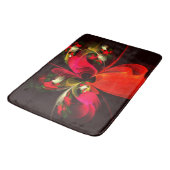 Red Green Floral Modern Abstrakt Art Pattern #02 Badematte (Schrägansicht)