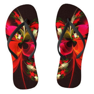 Red Green Floral Modern Abstrakt Art Pattern #02 Badesandalen