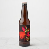 Red Green Floral Modern Abstrakt Art Pattern #02 Bierflaschenetikett (Vorderseite)