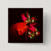 Red Green Floral Modern Abstrakt Art Pattern #02 Button (Vorderseite)