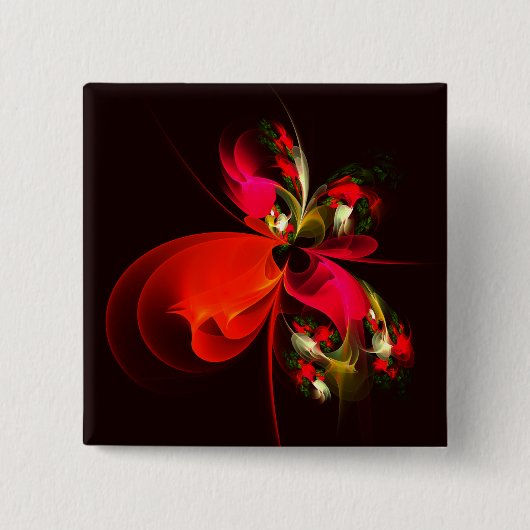 Red Green Floral Modern Abstrakt Art Pattern #02 Button (Vorderseite)