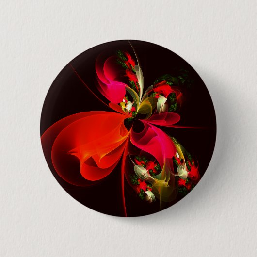Red Green Floral Modern Abstrakt Art Pattern #02 Button (Vorderseite)