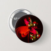 Red Green Floral Modern Abstrakt Art Pattern #02 Button (Vorne & Hinten)
