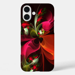 Red Green Floral Modern Abstrakt Art Pattern #02 iPhone 16 Plus Hülle