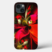 Red Green Floral Modern Abstrakt Art Pattern #02