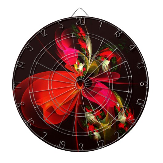 Red Green Floral Modern Abstrakt Art Pattern #02 Dartscheibe (vorne)